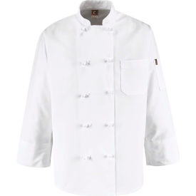 Chef Designs 10 Button-Front Chef Coat Knot Buttons White Polyester 3XL 0421WHRG3XL