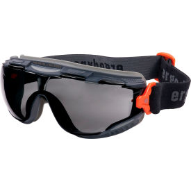 Ergodyne® ARKYN-FAB Smoke Lens Safety Goggles w/ Elastic Strap Anti-Scratch & Anti-Fog Gray 60309