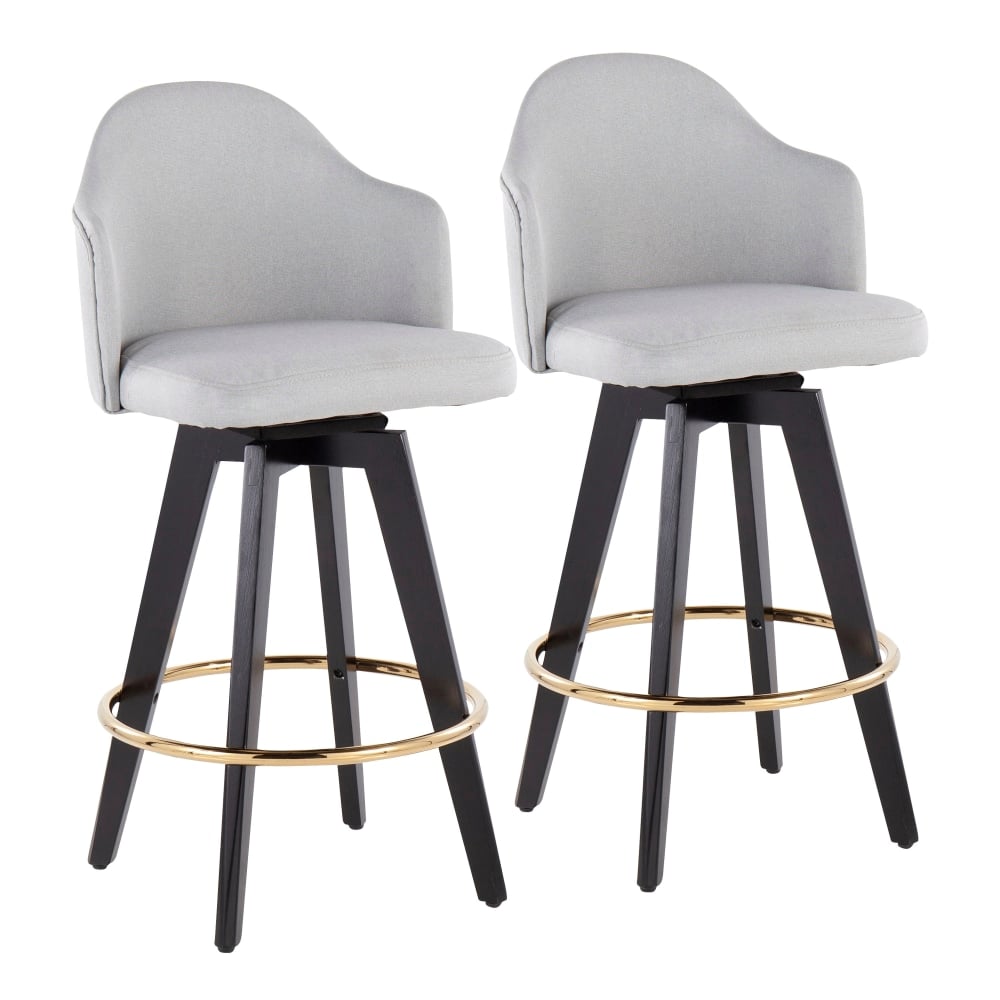 LumiSource Ahoy Fabric Counter Stools, Black/Light Gray, Set Of 2 Stools MPN:B26-AHOYUP2-SWVG BKLGY2