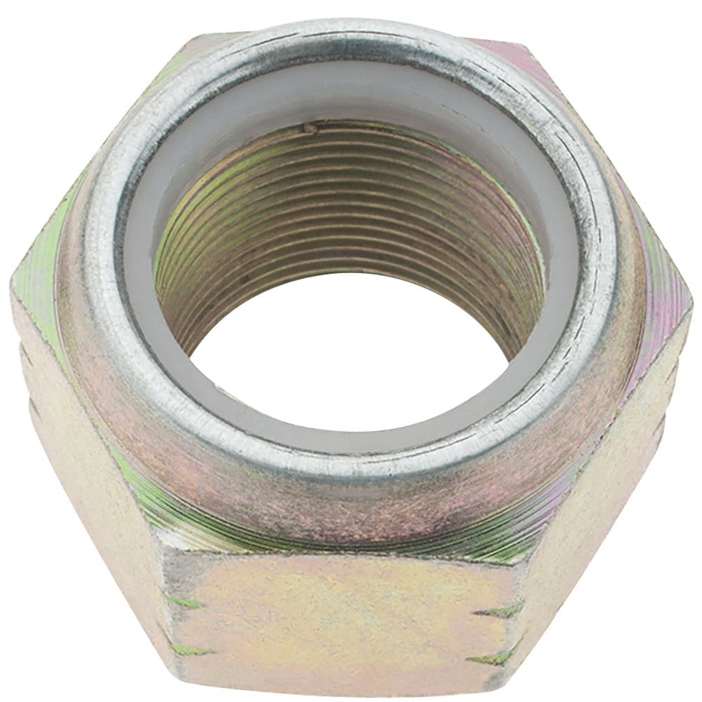 Hex Lock Nut: Insert, Nylon Insert, 1-1/2-12, Grade 8 Steel, Zinc Yellow Dichromate Finish MPN:A996238