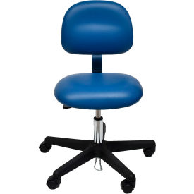 ESD-Safe Vinyl Chair with Nylon Base with Drag Chain Blue 52-VCD BLUE-411