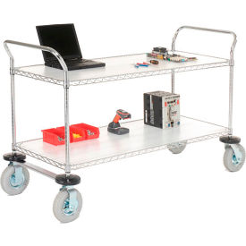 Nexel® Chrome Utility Cart w/2 Shelves & Pneumatic Casters 1200 lb. Cap 36