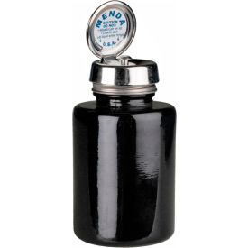 Menda 35545 Round Black Glass Liquid Dispenser with Pure-Touch Pump 6 oz. 35545