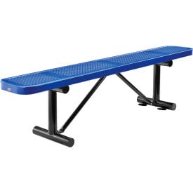 GoVets™ 6' Outdoor Steel Flat Bench Perforated Metal Blue 075BL262