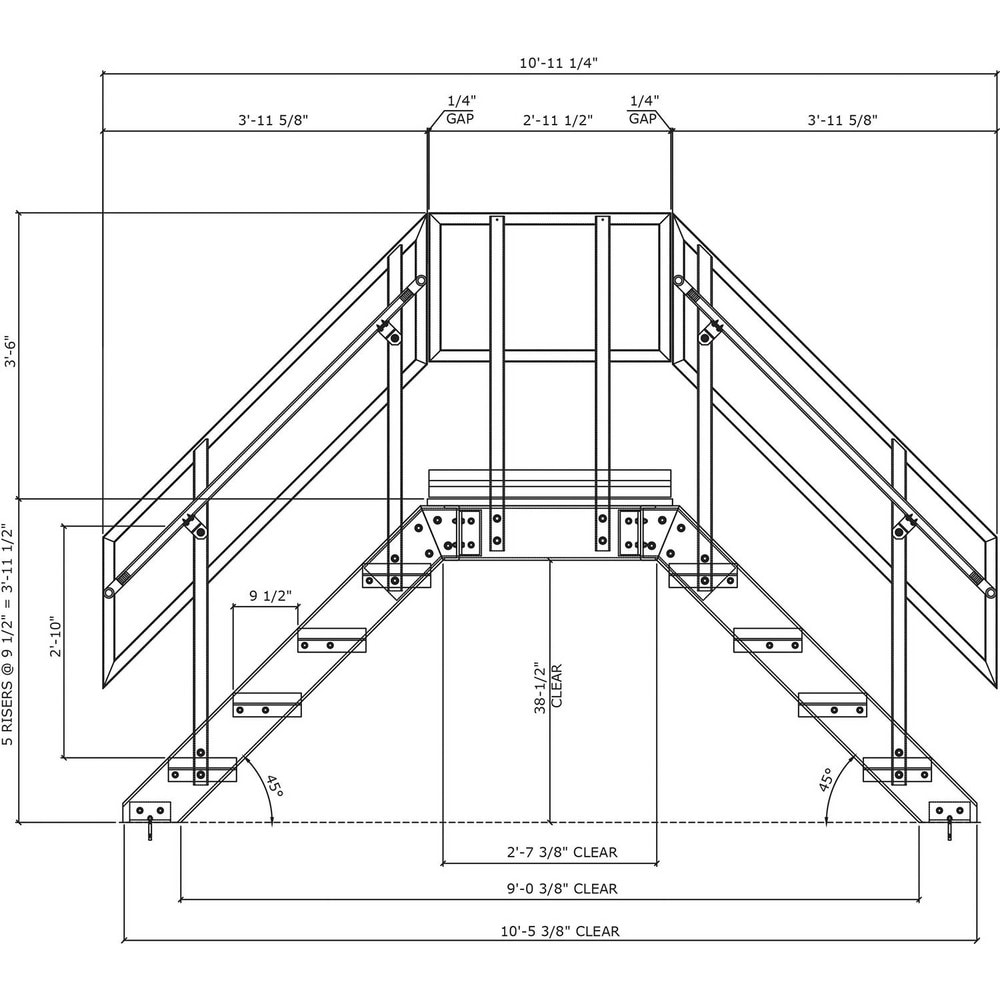 Rolling & Wall Mounted Ladders & Platforms, Overall Height: 89.5in , Platform Type: Crossover Bridge , Working Length (Feet): 36 , Number Of Steps: 5  MPN:866138.01