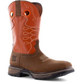 Frye Supply Safety-Crafted Western Work Boots Steel Toe Size 10.5M Brown/Burnt Orange FR40102-M-10.5