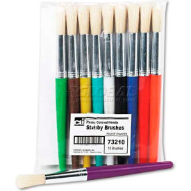 Charles Leonard 73210 Stubby Brush Set Natural Bristle Round 10/Set 73210