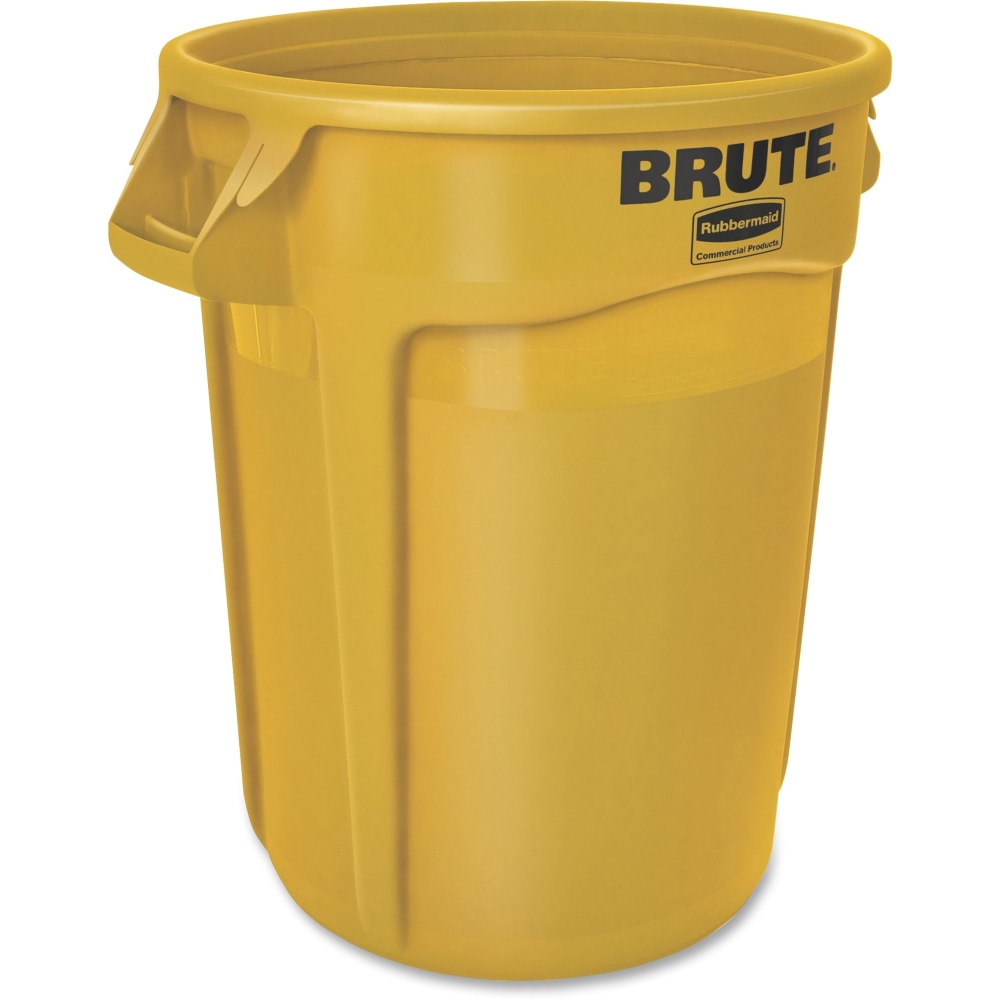 Rubbermaid Commercial Brute 32-Gallon Vented Containers - 32 gal Capacity - Round -  - 27.3in Height x 21.9in Diameter - Plastic - Yellow - 6 / Carton MPN:263200YELCT