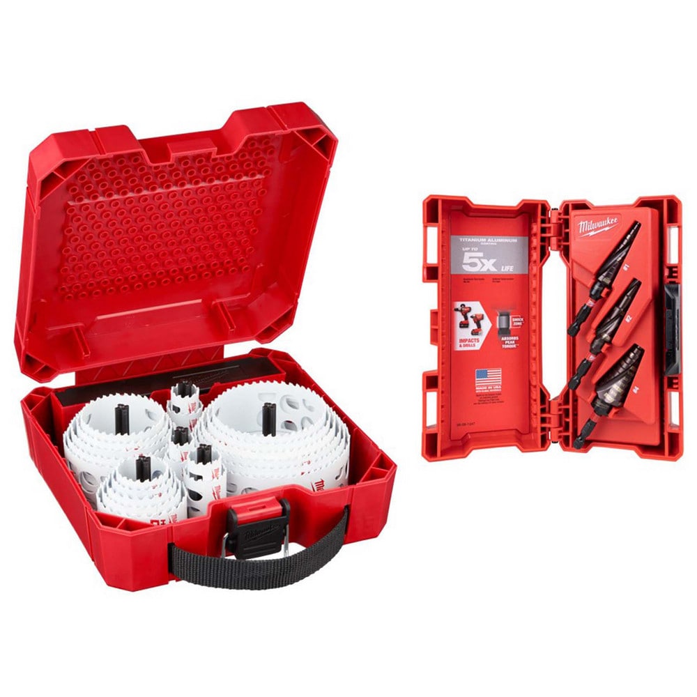 Hole Saw Kits, Minimum Saw Diameter (Decimal Inch): 3/4 , Maximum Saw Diameter (Decimal Inch): 4-3/4 , Number of Hole Saws: 22 , Maximum Cutting Depth: 1.625  MPN:8604129/5963748