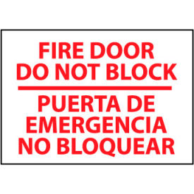 NMC™ Bilingual Vinyl Fire Sign Fire Door Do Not Block 20