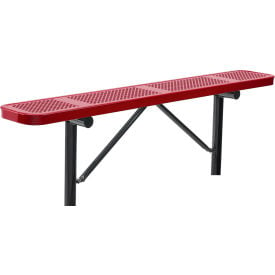 GoVets™ 6' Outdoor Steel Flat Bench Perforated Metal In Ground Mount Red 075IRD262