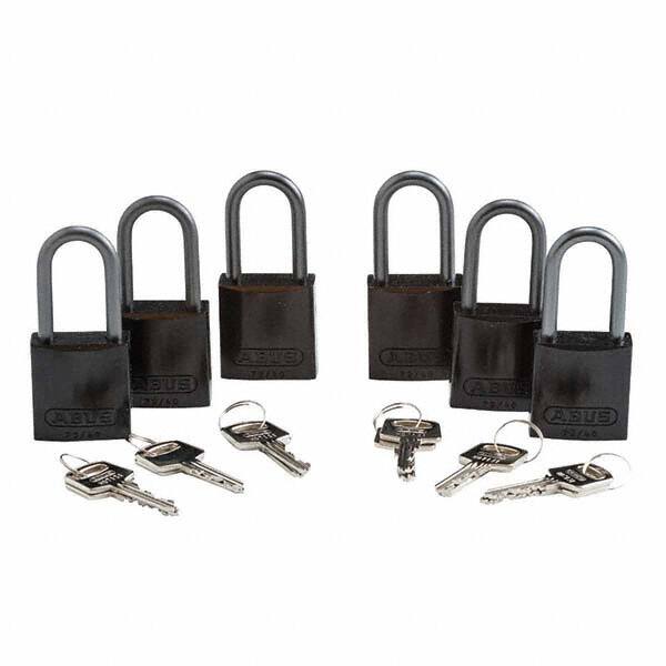 Lockout Padlock: Keyed Different, Aluminum, Aluminum Shackle, Black MPN:50274