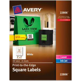 Avery® Print-To-The-Edge Easy Peel Labels with TrueBlock 2 x 2 White 300/Pack 22806