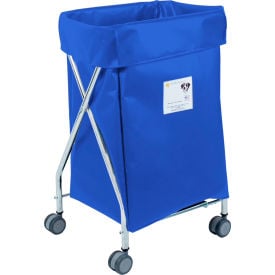 R&B Wire Products Wide Collapsible Hamper Steel Blue Vinyl Bag 655B