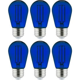 Sunlite® LED S14 Colored String Filament Light Bulb E26 Base 2W Transparent Blue Pack of 6 40972-SU