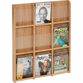 9 Magazine/18 Brochure Oak & Acrylic Wall Display - Light Oak LM-12LO