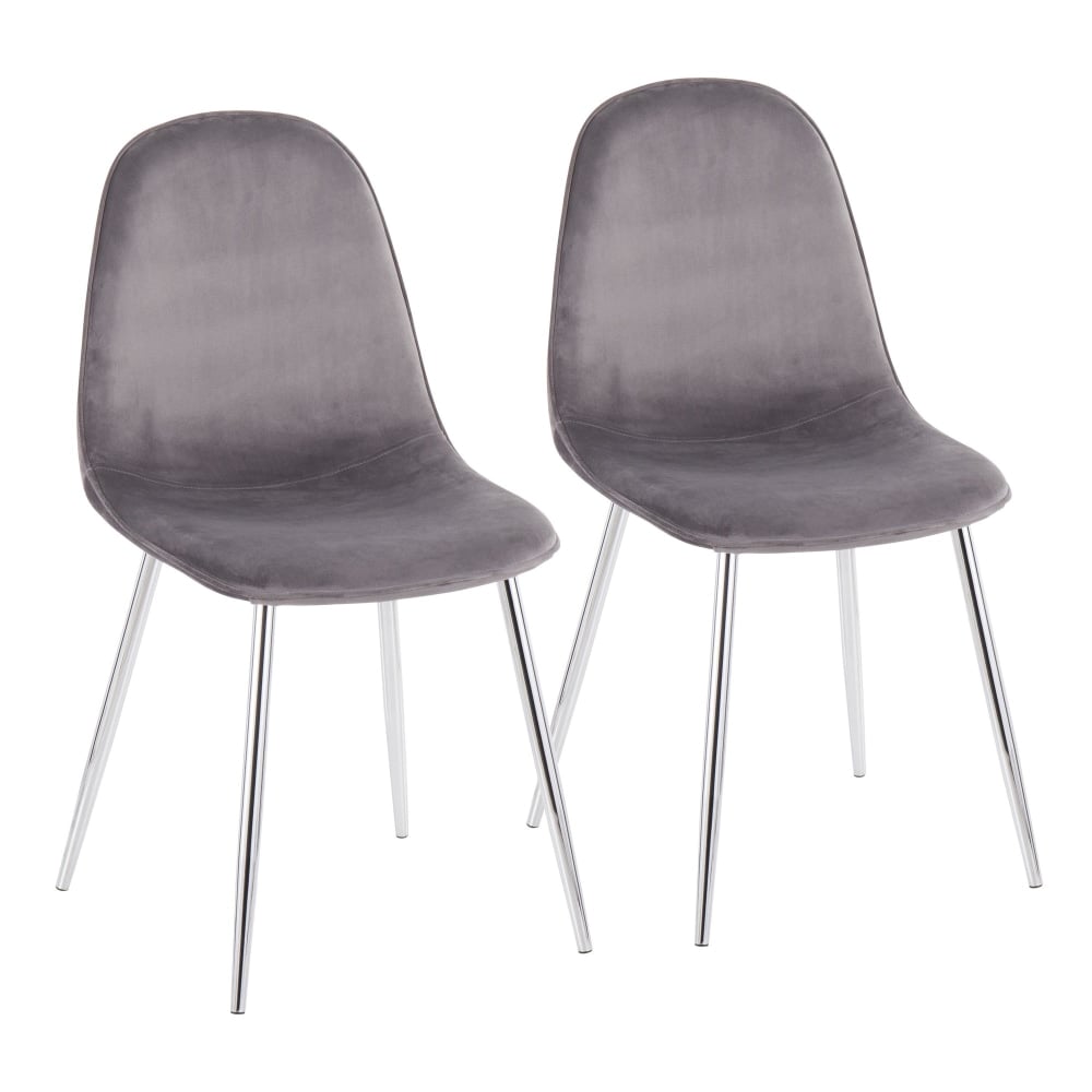 LumiSource Pebble Velvet Chairs, Gray/Chrome, Set Of 2 Chairs MPN:CH-PEBBLE SVVGY2