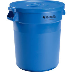 GoVets™ Plastic Trash Can with Lid - 20 Gallon Blue 458BLCL240