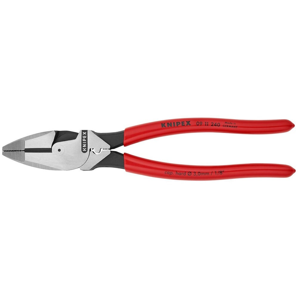 Pliers, Jaw Texture: Crosshatch , Plier Type: High Leverage, Lineman's , Jaw Length (mm): 17.00 , Jaw Width (mm): 55.00 , Overall Length (Inch): 9-1/2in  MPN:09 11 240