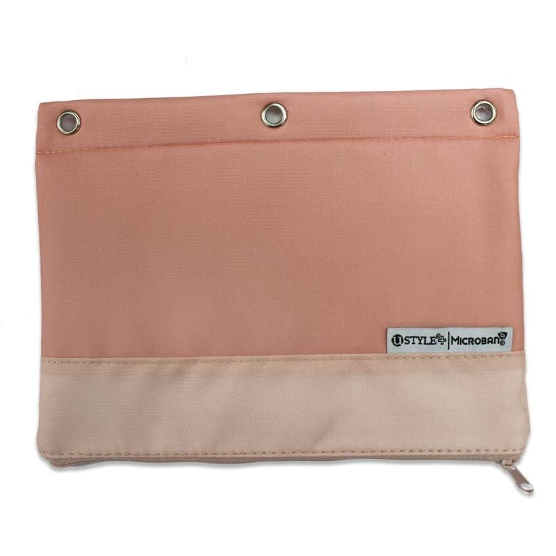 U Style 3-Ring Pencil Pouch With Microban Antimicrobial Protection, 7 1/2in x 9 3/4in, Pink (Min Order Qty 11) MPN:7013