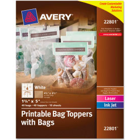 Avery® Printable Bag Toppers with Bags 1-3/4 x 5 White 40/Pack 22801