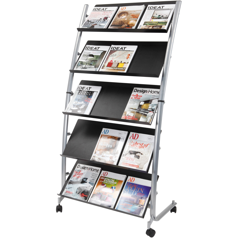 Alba Large Mobile Literature Display - 350 x Sheet - 5 Compartment(s) - Compartment Size 12.99in x 28.35in - 65.4in Height x 32.3in Width x 20.1in DepthFloor - Built-in Wheels - Metal, ABS Plastic - 1 Each MPN:DD5GM