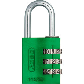 ABUS Anodized Aluminum Resettable 3-Dial Combination Lock 145/30 C - Green - Pkg Qty 6 14535