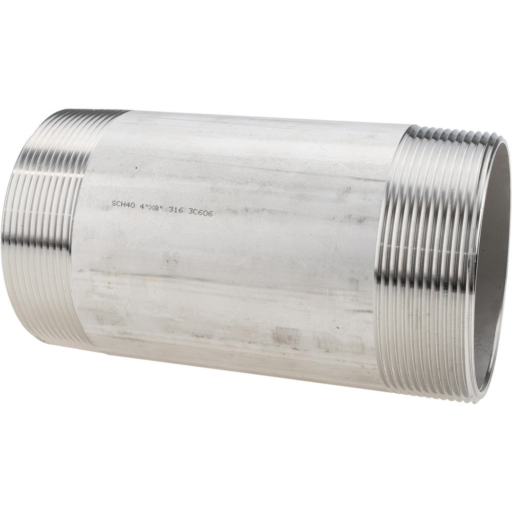 Stainless Steel Pipe Nipples & Pipe, Thread Style: Threaded on Both Ends , Schedule: 40 , Thread Standard: NPT  MPN:6BN4X8