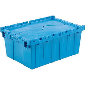 GoVets™ Plastic Attached Lid Shipping & Storage Container 21-7/8x15-1/4x9-11/16 Blue 808BL257