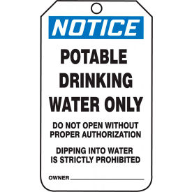 Accuform MNT246CTP Safety Tag NOTICE POTABLE DRINKING WATER ONLY 5.75