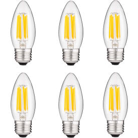 Sunlite® LED B11 Chandelier Light Bulb E26 Base 5.5W 600 Lumens 50K Super White Pack of 6 41077-NS