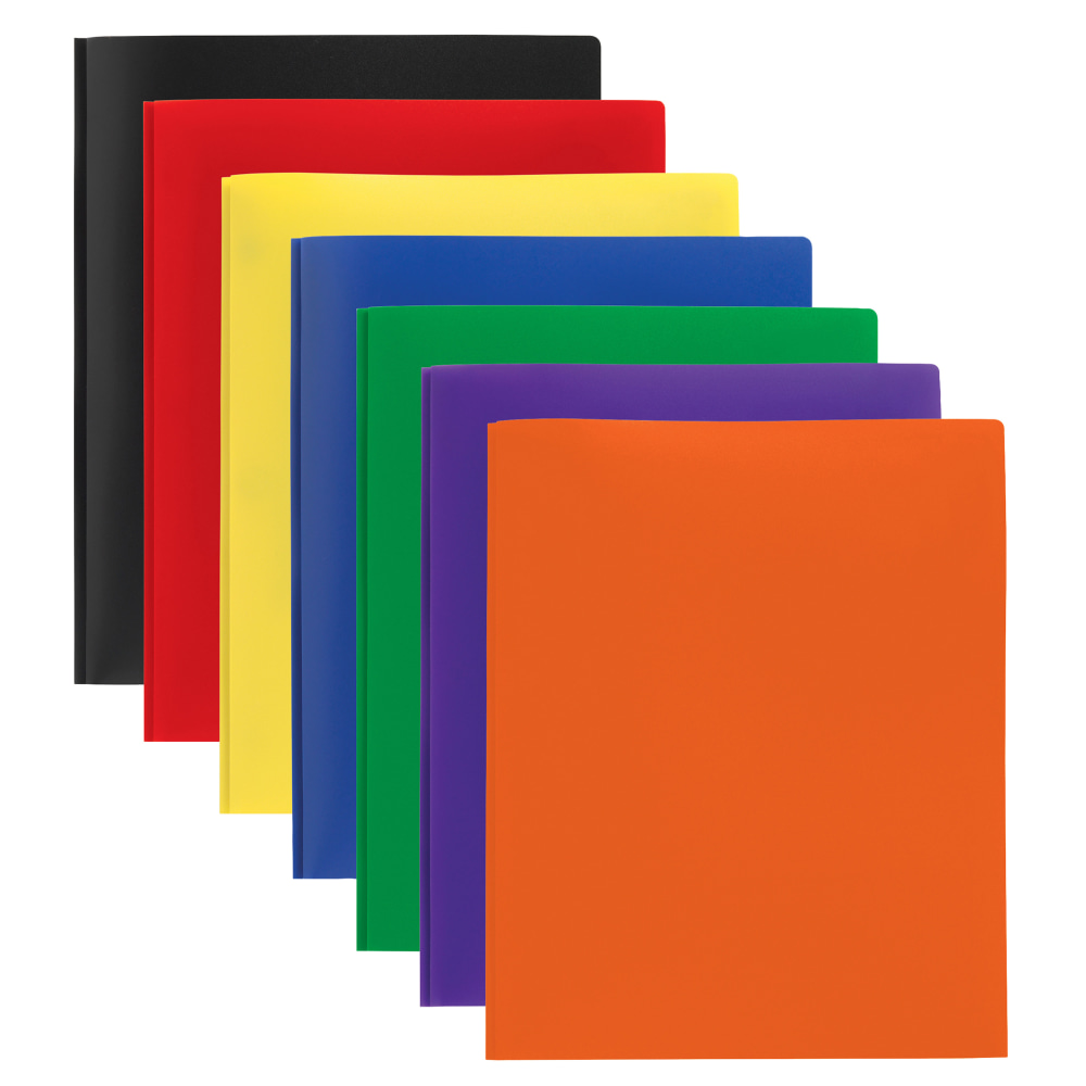 Office Depot Brand 2-Pocket School-Grade Poly Folders With Prongs, 8-1/2in x 11in, Assorted Colors, Pack Of 36 (Min Order Qty 5) MPN:040-9