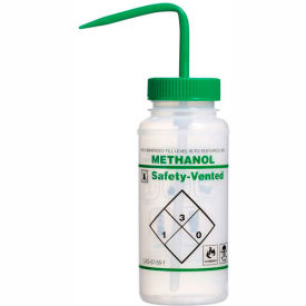 Bel-Art LDPE Wash Bottles 116420623 500ml Methanol Label Green Cap Wide Mouth 3/PK 11642-0623