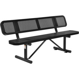 GoVets™ 6' Outdoor Steel Picnic Bench w/ Backrest Perforated Metal Black 557BK694