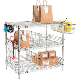 Nexel® 3 Shelf Chrome To Go Wire Shelving Unit 54