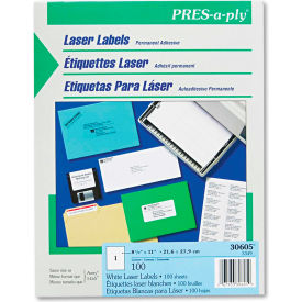 Avery® Pres-A-Ply Laser Address Labels 8-1/2 x 11 White 100/Box 30605