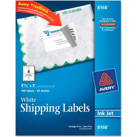 Avery® Shipping Labels with TrueBlock Technology 3-1/2 x 5 White 100/Pack 8168