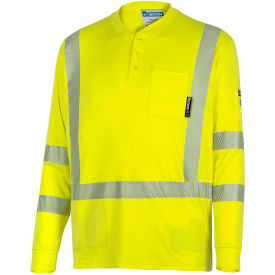 Oberon™ Men's Cotton Flame Resistant Henley Shirt 3XL HI-Vis Yellow ZFI406-3XL