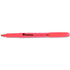 Universal Pocket Clip Highlighter Chisel Tip Fluorescent Pink Ink 1 Dozen UNV08855