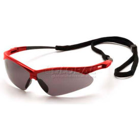 Pmxtreme™ Safety Glasses Gray Lens  Red Frame & Black Cord - Pkg Qty 12 SR6320SP