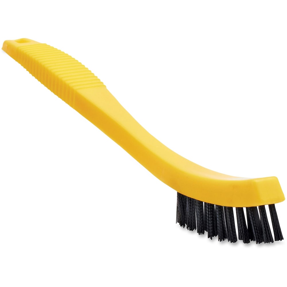 Rubbermaid Commercial Tile/Grout Brush - 0.80in Plastic Bristle - 8.5in Overall Length - 12 / Carton - Black, Yellow MPN:9B5600BKCT