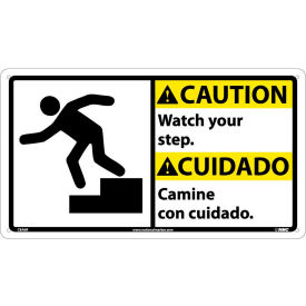NMC™ Bilingual Plastic Sign Caution Watch Your Step 18