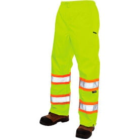 Tough Duck Pull On Ripstop Safety Rain Pants CSA Class 3 Level 2 2XL Fluorescent Green S37421-FLGR-2XL