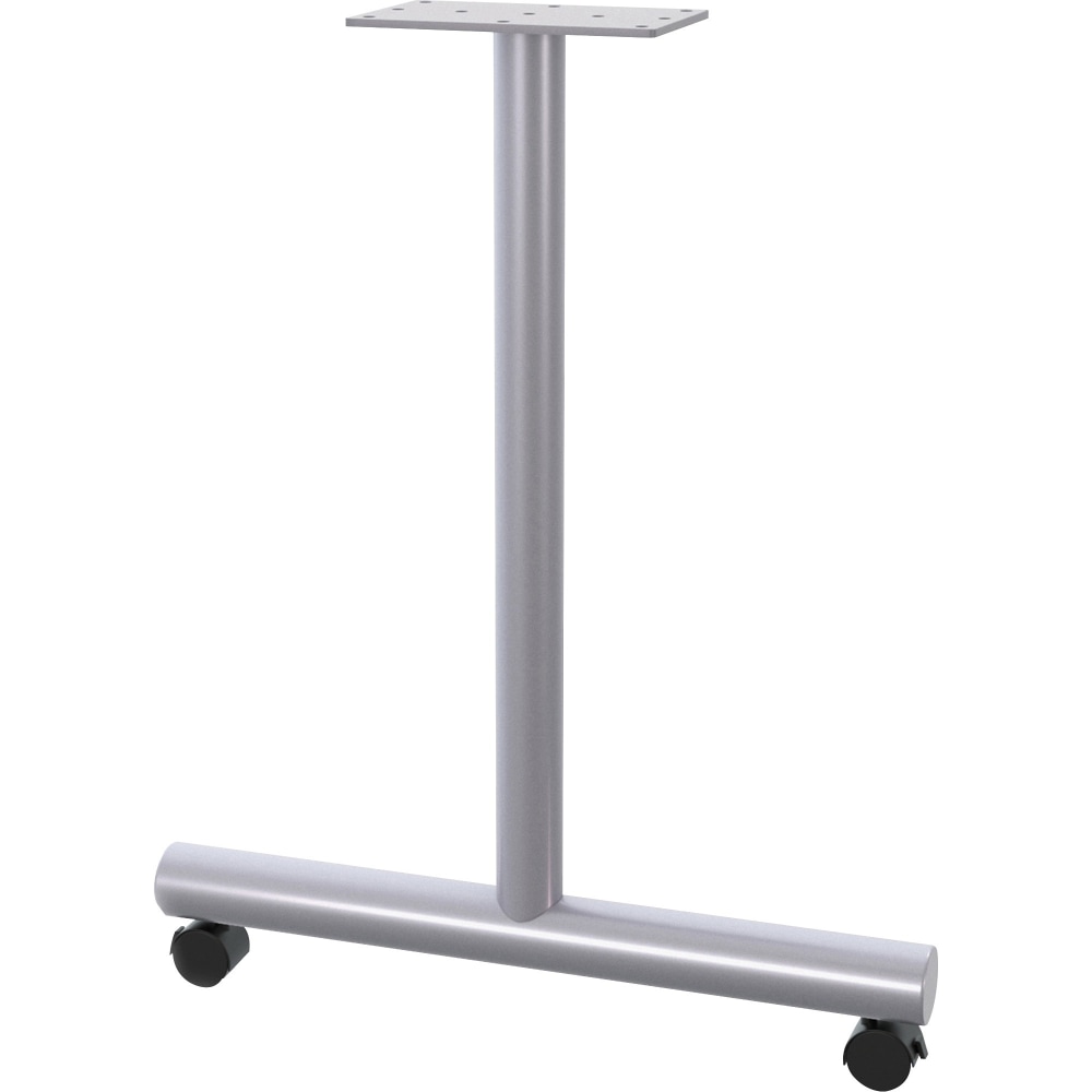 Lorell Relevance Tabletop Wheeled T-Leg Base - 27.8in , 2in Caster - Material: Tubular Steel - Finish: Gray MPN:60610