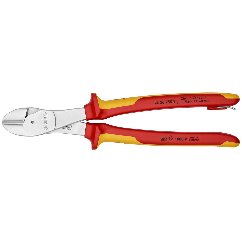 Cutting Pliers, Insulated: Yes , Overall Length (Inch): 5-1/2in , Head Style: Cutter, Diagonal , Cutting Style: Bevel , Handle Color: Red, Yellow  MPN:74 06 250 T