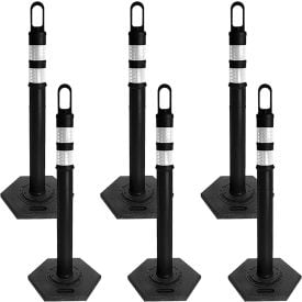 Mr. Chain Delineator with Reflective Stripe Hexagonal Base Black Pack of 6 03-6782