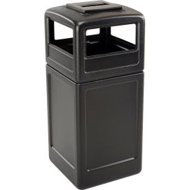 PolyTec™  Square Waste Container with Ashtray Lid Black 42-Gallon 73300199