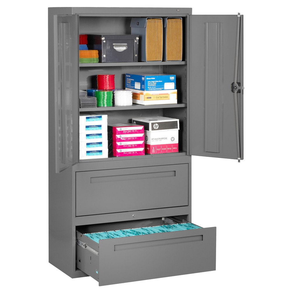 Storage Cabinets, Cabinet Type: Steel Storage Cabinet , Cabinet Material: Steel , Width (Inch): 36in , Depth (Inch): 18 , Cabinet Door Style: Solid  MPN:DWR-7218-2-MGY