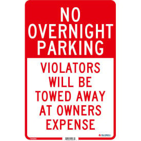 GoVets™ No Overnight Parking Violators Will Be Towed 18x12 .040 Aluminum 230A724