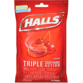 HALLS Triple Action Cough Drops Cherry 30/Bag CDB27499